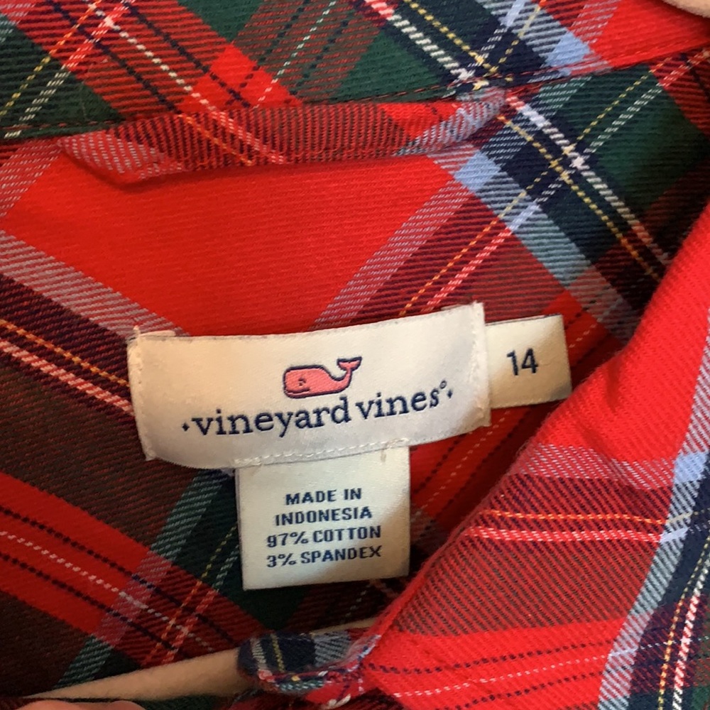 Vineyard Vines Red/Green Tartan Plaid Button Down Shirt - Picture 3 of 4